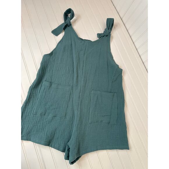 NWT Cupshe Pinafore Romper & Waffle Knit Beach Tie Shoulder Cover Up BUNDLE Sz L - Picture 3 of 8